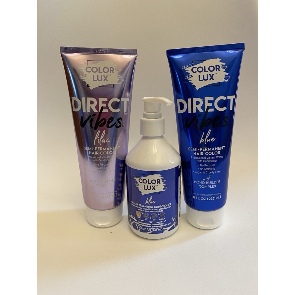 New Color Lux Direct Vibes Semi-Permanent Hair Color Lilac Blue Purple Bundle